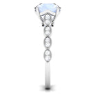 Rosec Jewels-Round Moonstone Solitaire Engagement Ring with Diamond