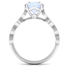 Rosec Jewels-Round Moonstone Solitaire Engagement Ring with Diamond