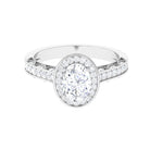 Rosec Jewels-Vintage Style Oval Simulated Diamond Halo Engagement Ring