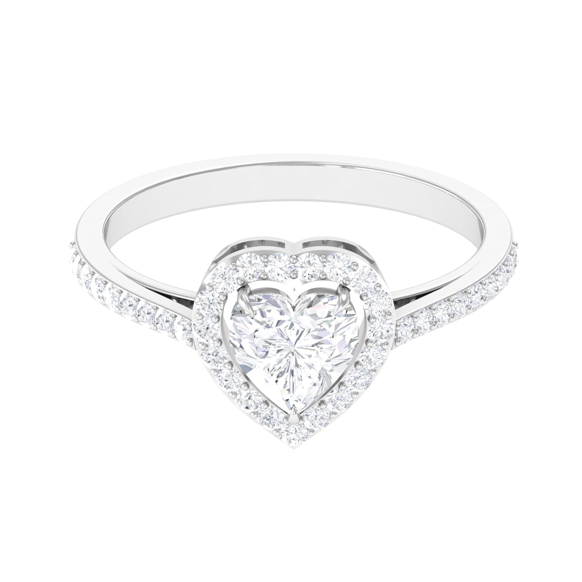 Rosec Jewels-1.50 CT Certified Moissanite Heart Engagement Ring with Halo