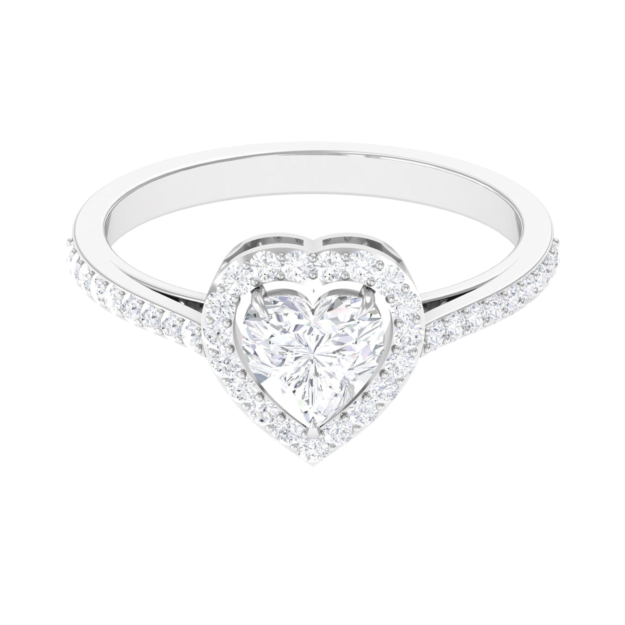 Rosec Jewels-1.50 CT Heart Shape Cubic Zirconia Engagement Ring with Accent