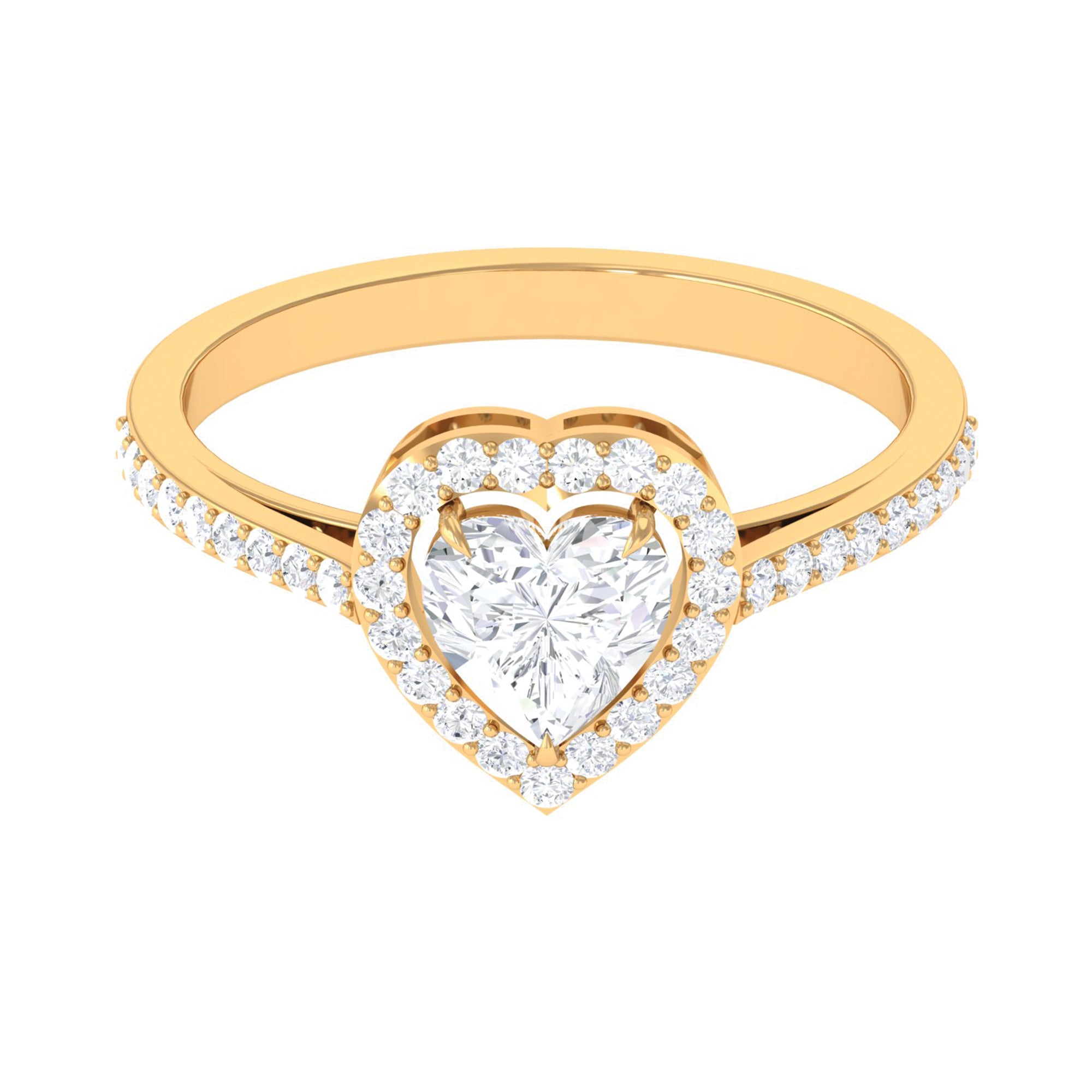 Rosec Jewels-1.50 CT Heart Shape Cubic Zirconia Engagement Ring with Accent