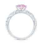 Rosec Jewels-Solitaire Rose Quartz Vintage Inspired Engagement Ring with Diamond