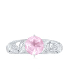 Rosec Jewels-Solitaire Rose Quartz Vintage Inspired Engagement Ring with Diamond