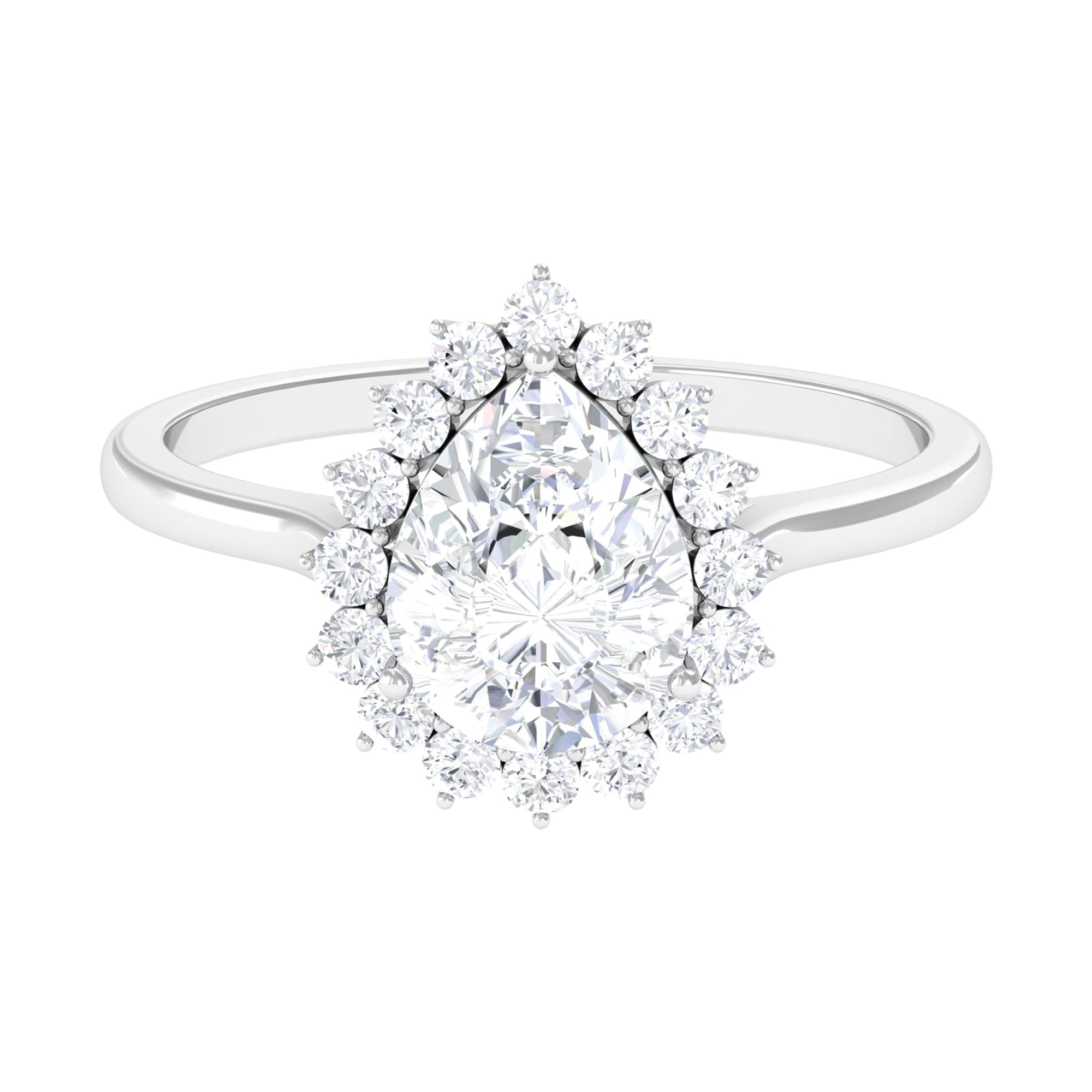 Rosec Jewels-Pear Shaped Moissanite Halo Engagement Ring