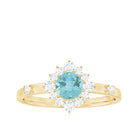 Rosec Jewels-1 CT Round Sky Blue Topaz and Diamond Halo Engagement Ring