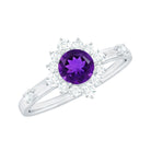 Rosec Jewels-Round Amethyst and Diamond Classic Halo Ring