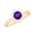 Rosec Jewels-Round Amethyst and Diamond Classic Halo Ring