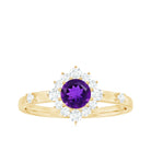 Rosec Jewels-Round Amethyst and Diamond Classic Halo Ring