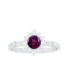 Rosec Jewels-1 CT Round Rhodolite and Diamond Halo Engagement Ring