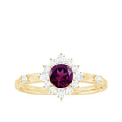 Rosec Jewels-1 CT Round Rhodolite and Diamond Halo Engagement Ring