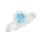 Rosec Jewels-Round Aquamarine and Diamond Classic Halo Ring