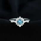 Rosec Jewels-Round Aquamarine and Diamond Classic Halo Ring