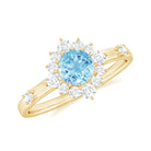 Rosec Jewels-Round Aquamarine and Diamond Classic Halo Ring