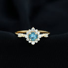 Rosec Jewels-Round Aquamarine and Diamond Classic Halo Ring