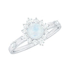 Rosec Jewels-1 CT Round Moonstone and Diamond Halo Engagement Ring