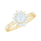 Rosec Jewels-1 CT Round Moonstone and Diamond Halo Engagement Ring