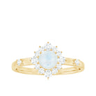 Rosec Jewels-1 CT Round Moonstone and Diamond Halo Engagement Ring