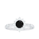 Rosec Jewels-1 CT Round Black Onyx and Diamond Halo Engagement Ring