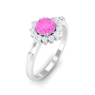 Rosec Jewels-1 CT Round Pink Sapphire and Diamond Halo Engagement Ring