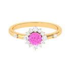 Rosec Jewels-1 CT Round Pink Sapphire and Diamond Halo Engagement Ring