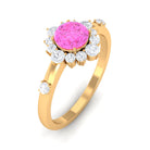 Rosec Jewels-1 CT Round Pink Sapphire and Diamond Halo Engagement Ring