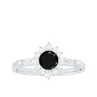 Rosec Jewels-1 CT Round Black Spinel and Diamond Halo Engagement Ring