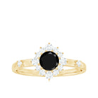 Rosec Jewels-1 CT Round Black Spinel and Diamond Halo Engagement Ring