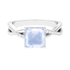 Rosec Jewels-Asscher Cut Moonstone and Diamond Engagement Ring with Twisted Shank