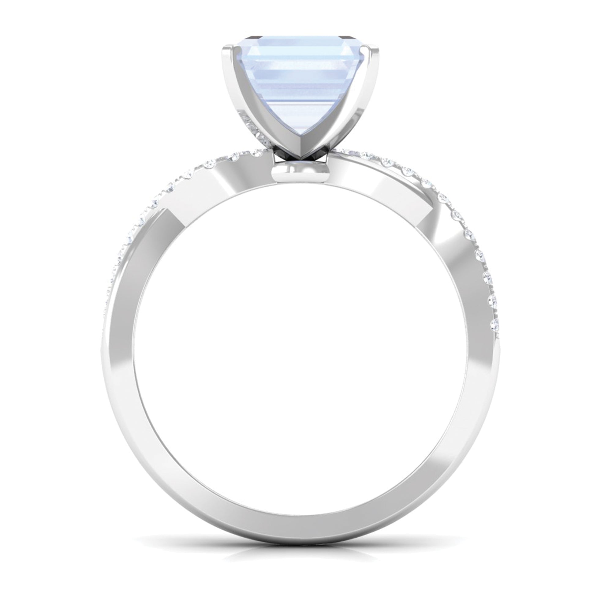 Rosec Jewels-Asscher Cut Moonstone and Diamond Engagement Ring with Twisted Shank