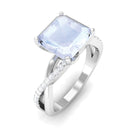 Rosec Jewels-Asscher Cut Moonstone and Diamond Engagement Ring with Twisted Shank