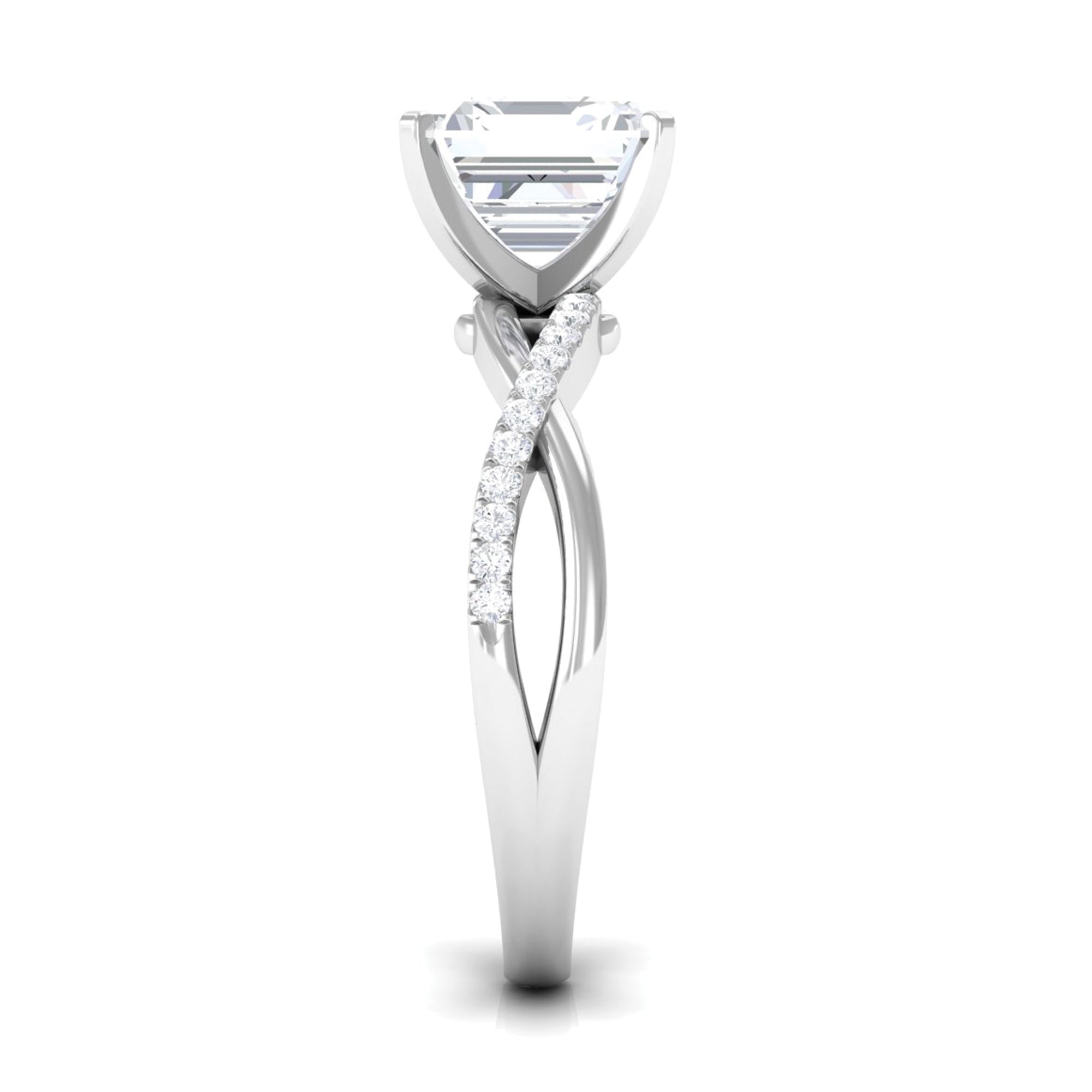 Rosec Jewels-Asscher Cut Moissanite Solitaire Engagement Ring with Twisted Shank