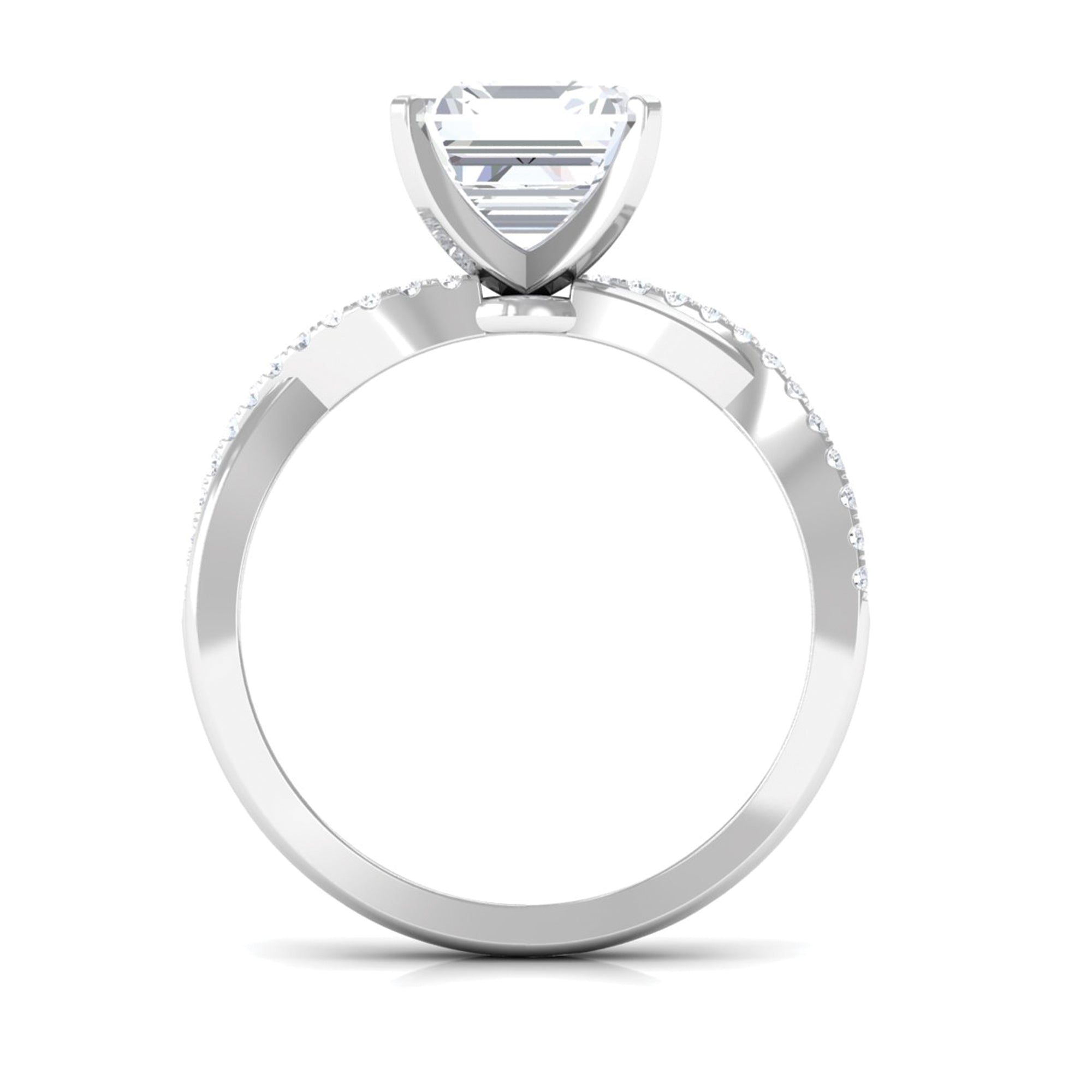 Rosec Jewels-3.50 CT Asscher Cut Zircon Solitaire Engagement Ring in Infinity Shank