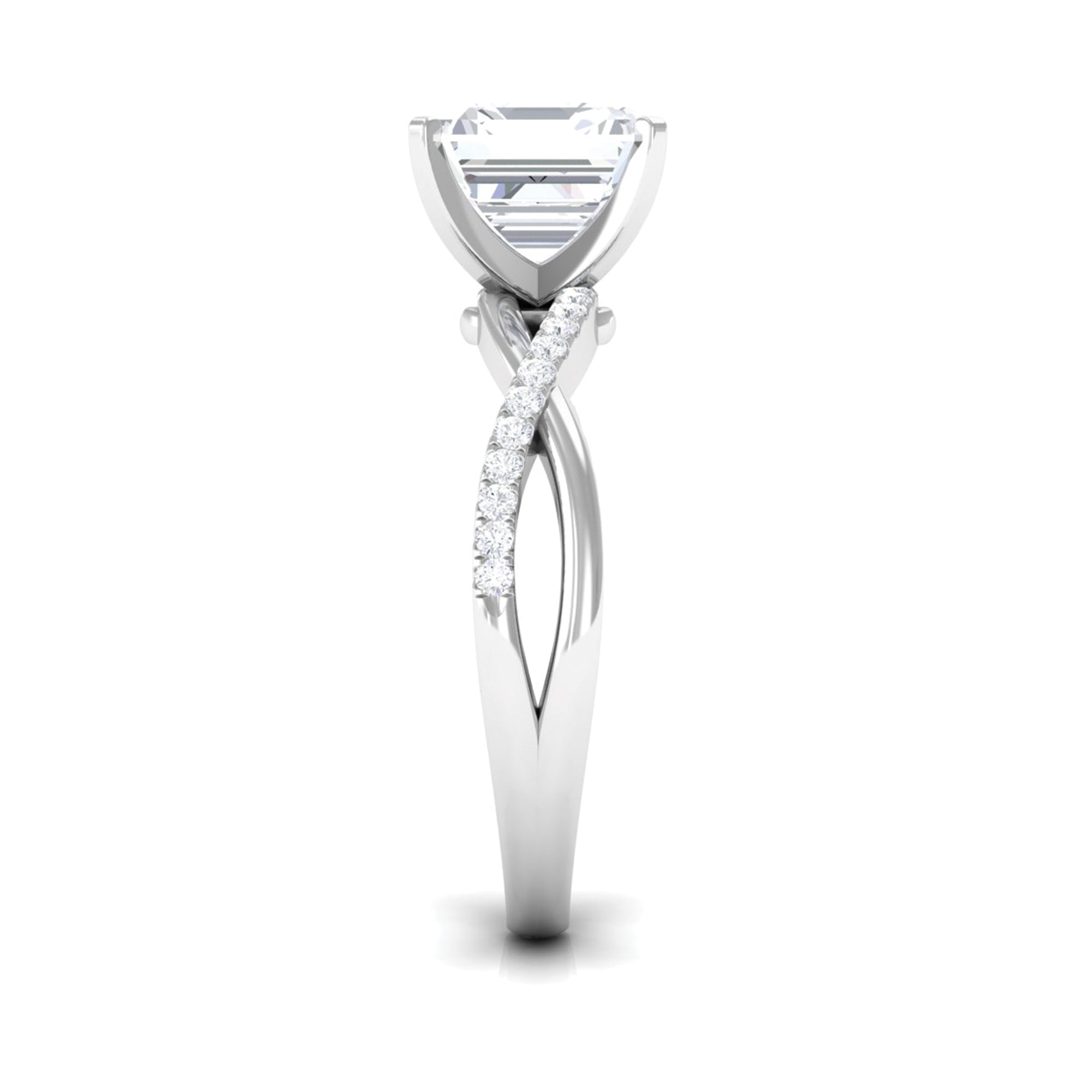 Rosec Jewels-3.50 CT Asscher Cut Zircon Solitaire Engagement Ring in Infinity Shank