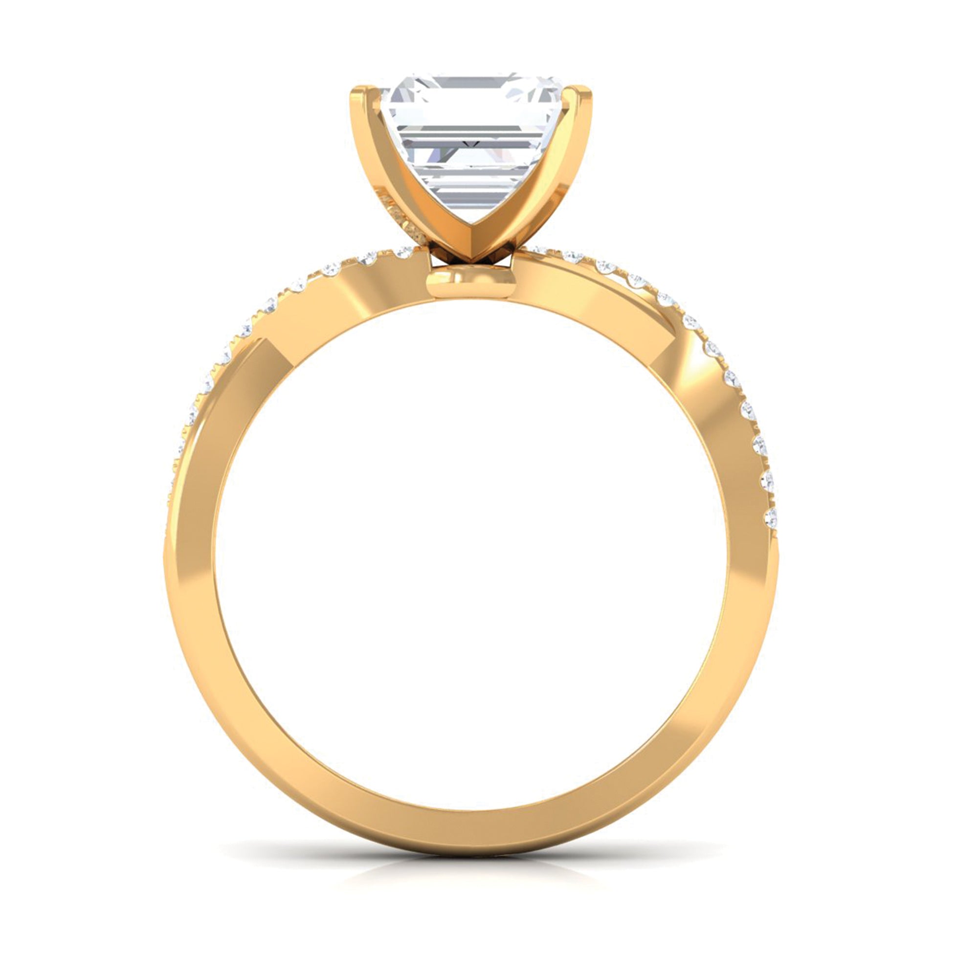 Rosec Jewels-3.50 CT Asscher Cut Zircon Solitaire Engagement Ring in Infinity Shank