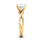 Rosec Jewels-3.50 CT Asscher Cut Zircon Solitaire Engagement Ring in Infinity Shank