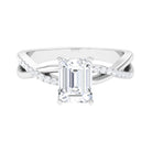 Rosec Jewels-Emerald Cut Zircon Solitaire Ring in Infinity Shank