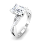 Rosec Jewels-Emerald Cut Zircon Solitaire Ring in Infinity Shank