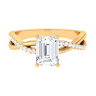 Rosec Jewels-Emerald Cut Zircon Solitaire Ring in Infinity Shank