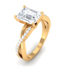 Rosec Jewels-Emerald Cut Zircon Solitaire Ring in Infinity Shank