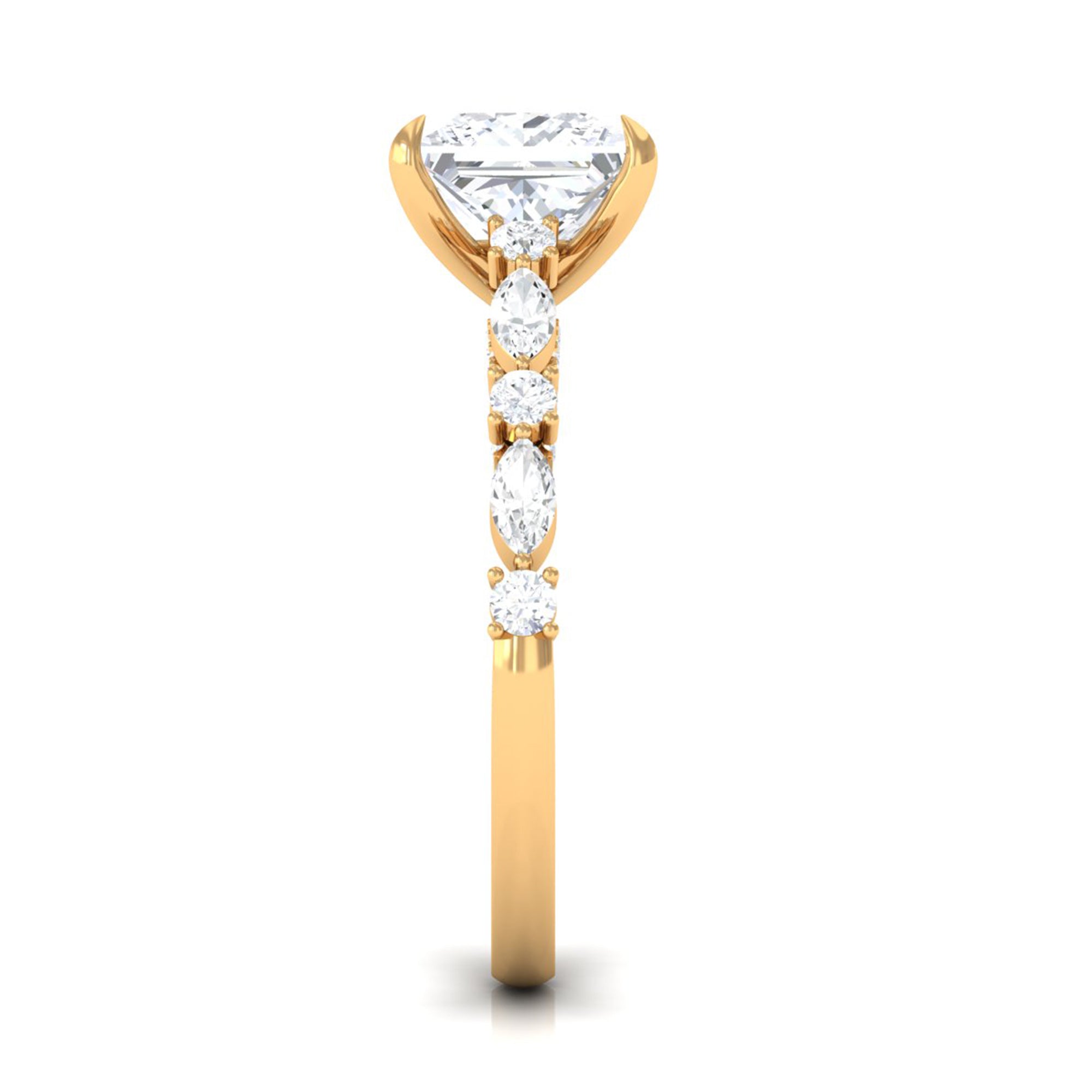 Rosec Jewels-Zircon Designer Solitaire Engagement Ring in Gold