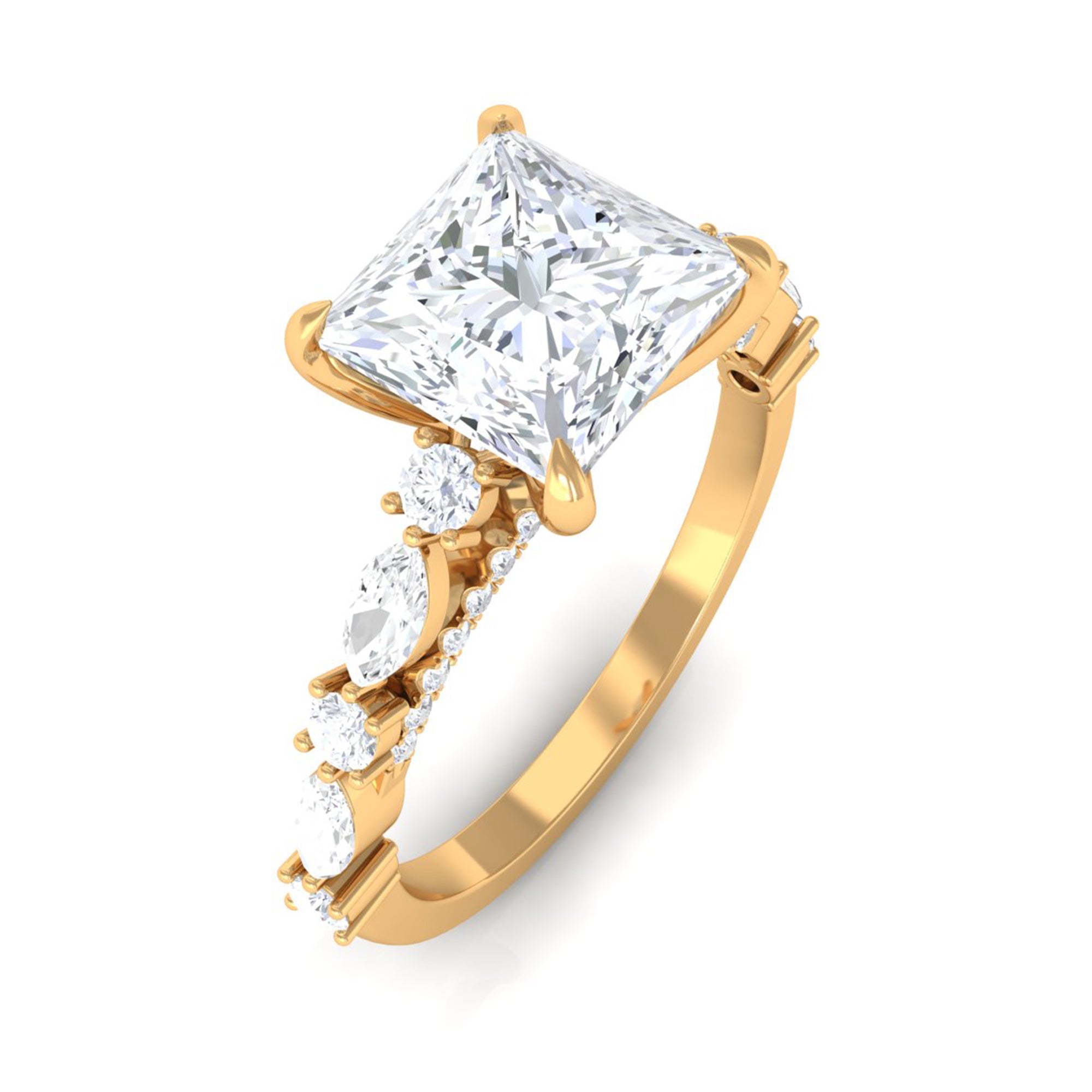 Rosec Jewels-Zircon Designer Solitaire Engagement Ring in Gold