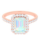 Rosec Jewels-Octagon Ethiopian Opal Halo Engagement Ring with Diamond