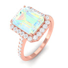 Rosec Jewels-Octagon Ethiopian Opal Halo Engagement Ring with Diamond