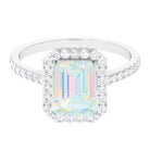 Rosec Jewels-Octagon Ethiopian Opal Halo Engagement Ring with Diamond