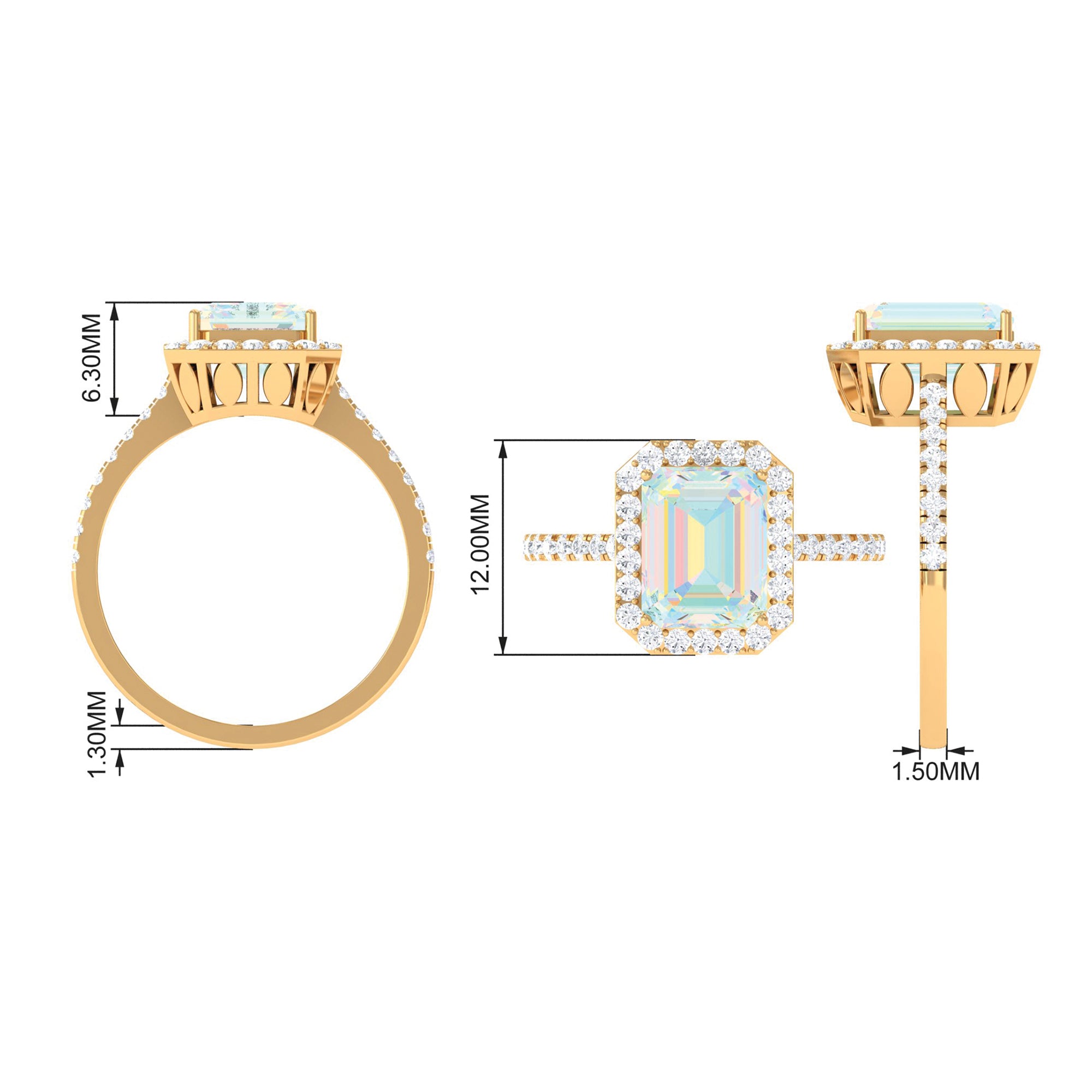 Rosec Jewels-Octagon Ethiopian Opal Halo Engagement Ring with Diamond