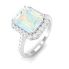 Rosec Jewels-Octagon Ethiopian Opal Halo Engagement Ring with Diamond