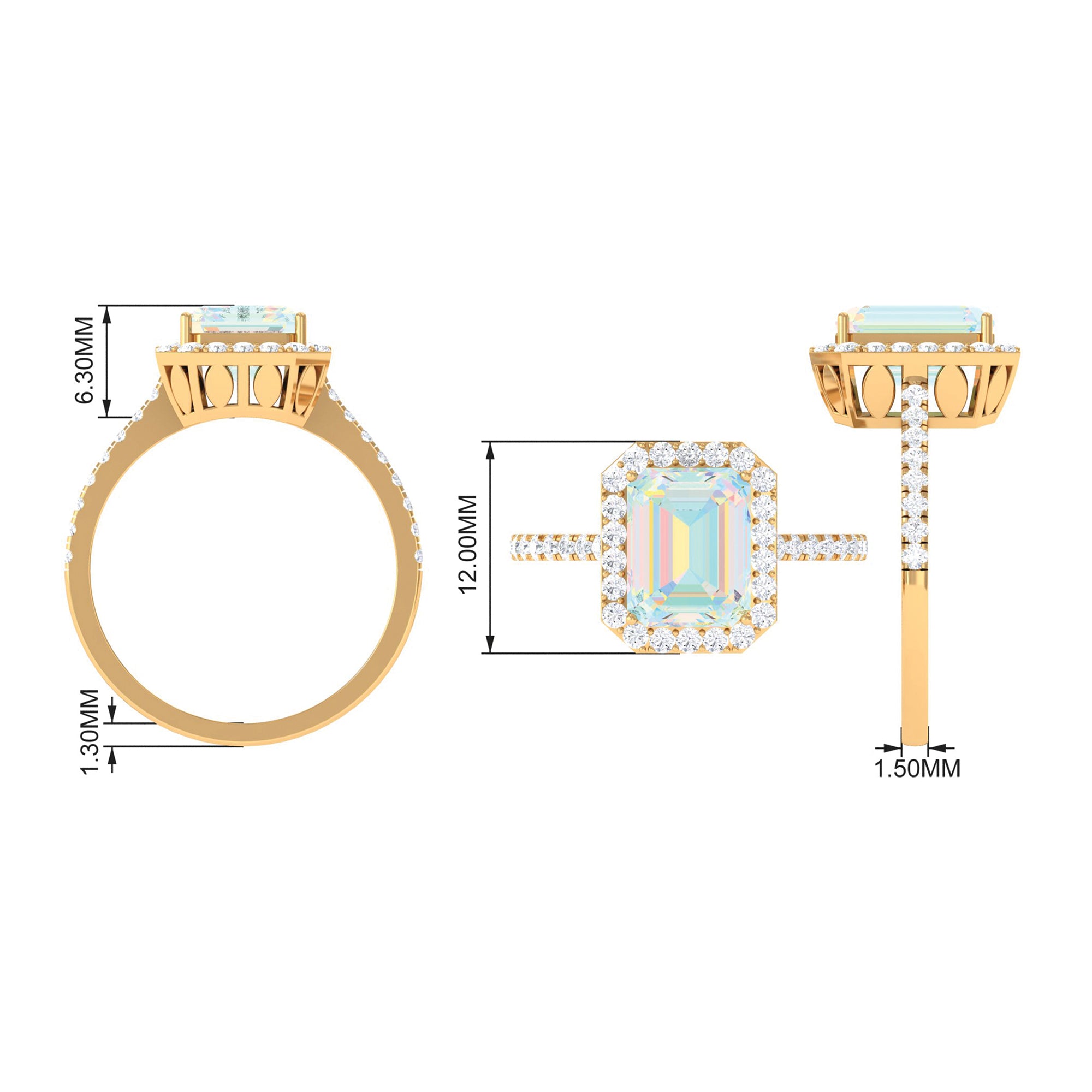 Rosec Jewels-Octagon Ethiopian Opal Halo Engagement Ring with Diamond