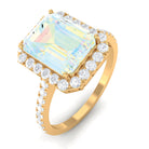 Rosec Jewels-Octagon Ethiopian Opal Halo Engagement Ring with Diamond