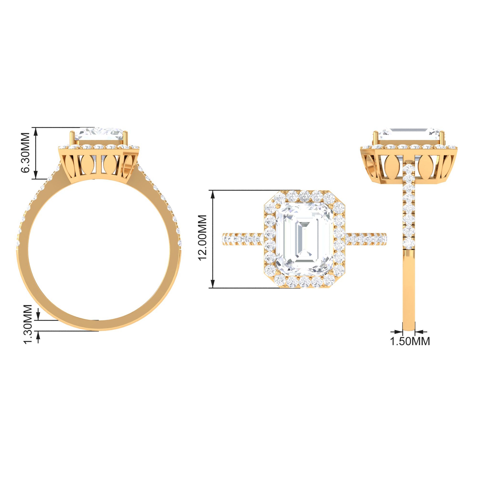 Rosec Jewels-4.75 CT Octagon Cut Zircon Classic Engagement Ring